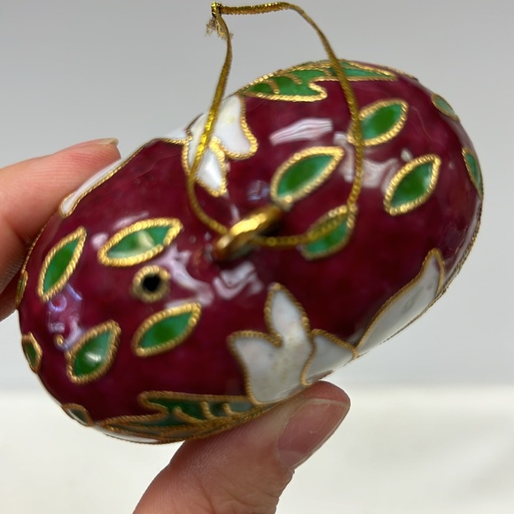Vintage enamelled metal cloisonné heart shaped ornament - Picture 5 of 6